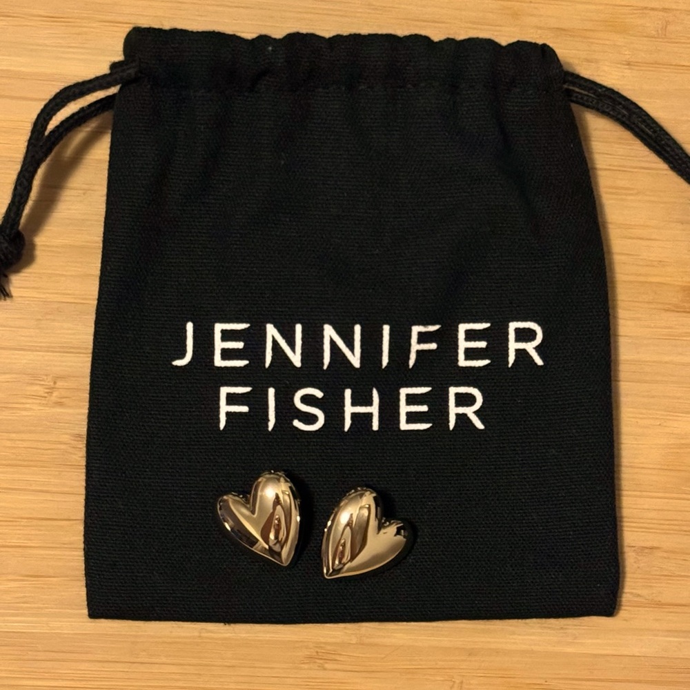 JENNIFER FISHER 14k yellow gold plated SMALL PUFFY HEART EARRINGS